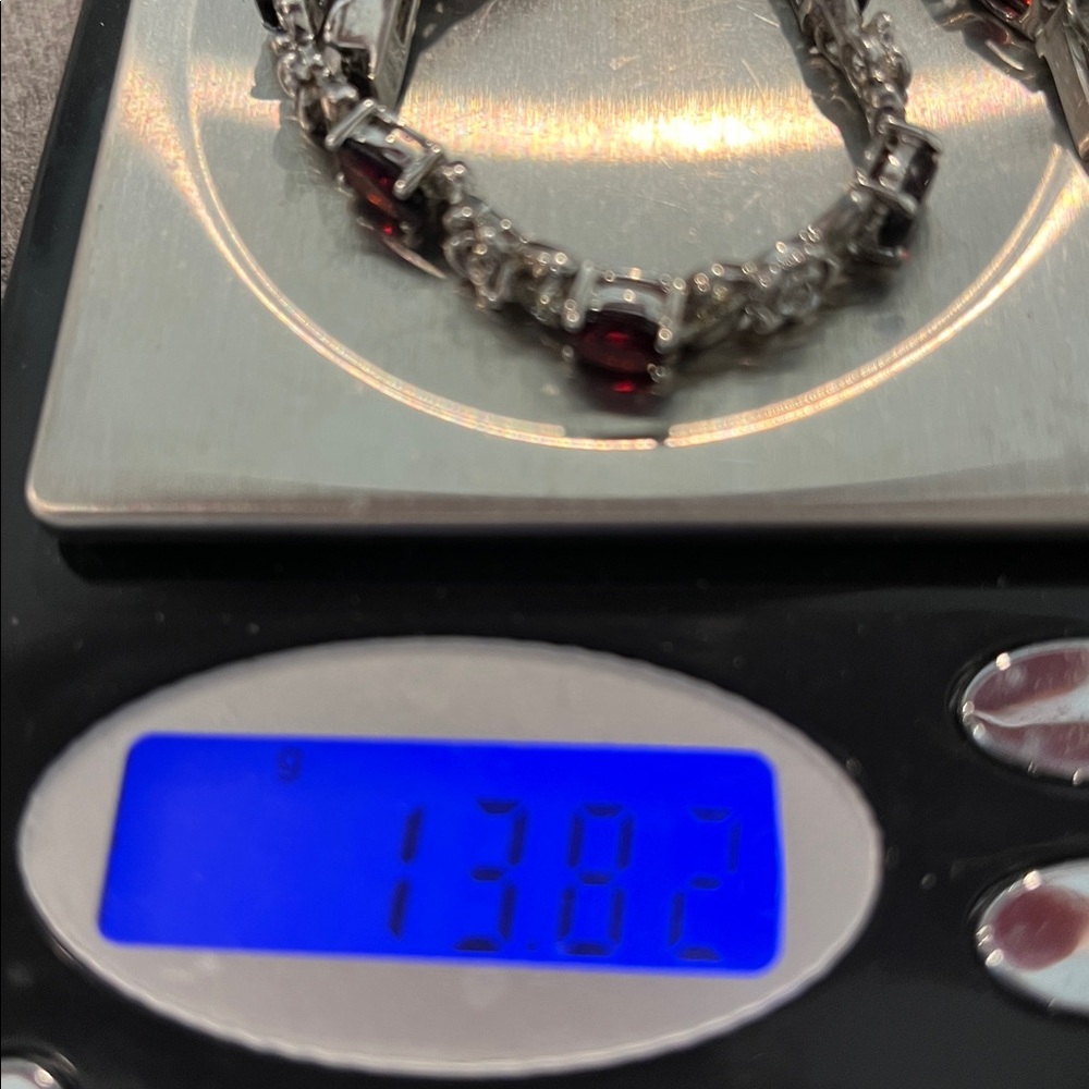Sterling Rose & Garnet Bracelet-7 - Picture 9 of 9